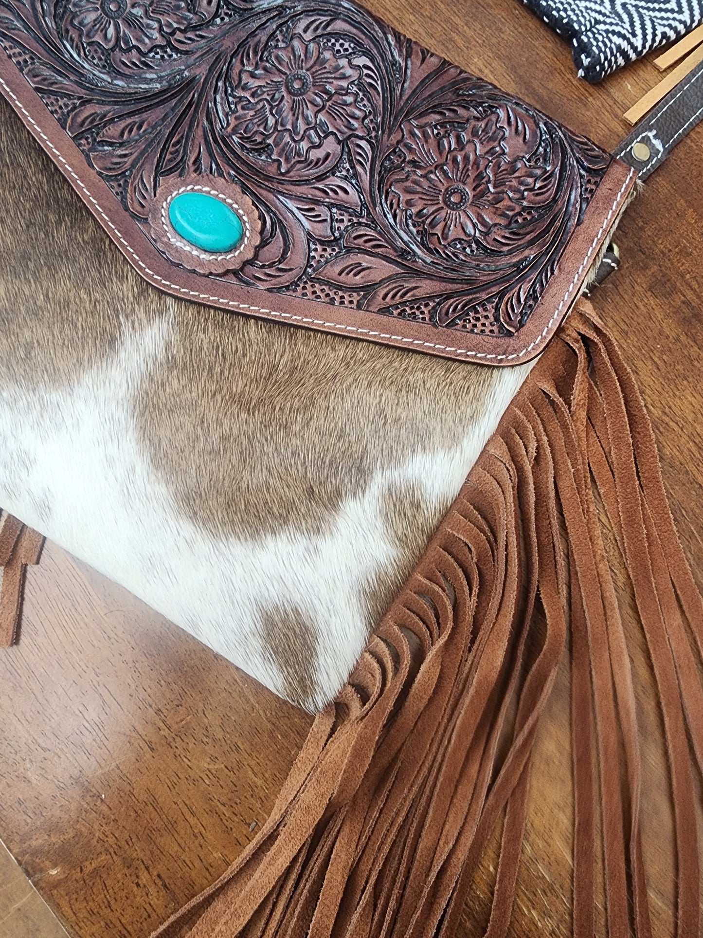 Cowhide Fringe DOLLY Western Clutch Purse Crossbody