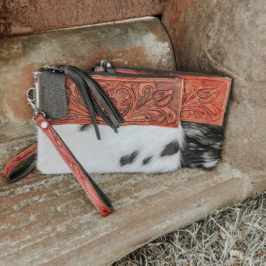 Tooled Cowhide DAKOTA Wristlet