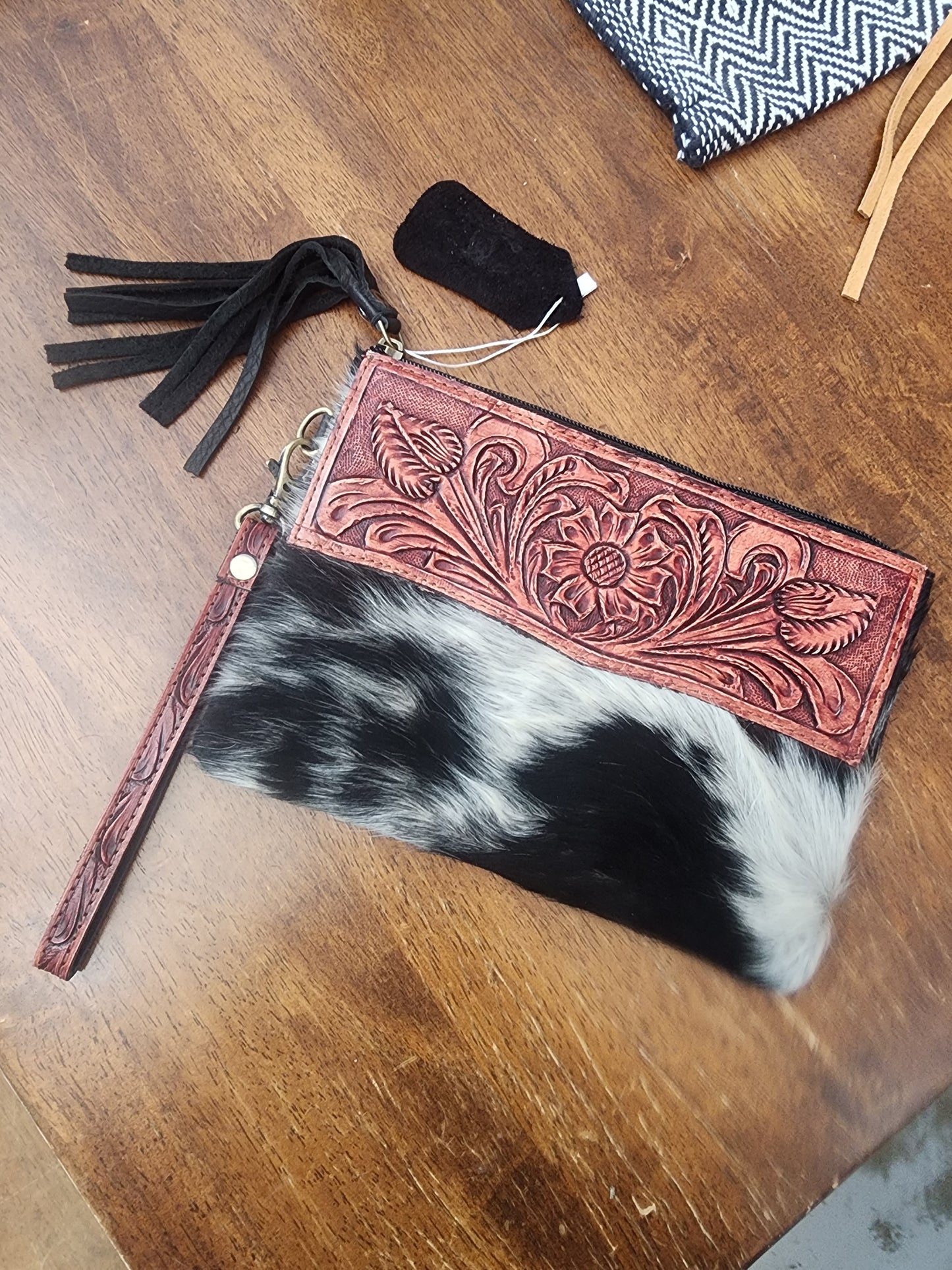 Tooled Cowhide DAKOTA Wristlet