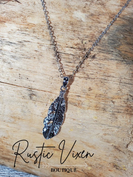 Silver Feather Necklace