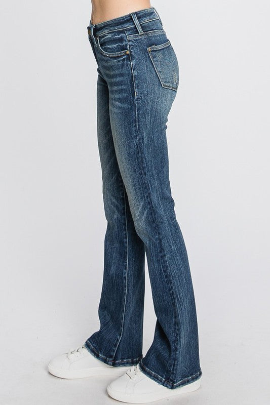 Mid Rise Stretch Bootcut Jean Dark