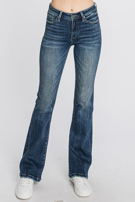 Mid Rise Stretch Bootcut Jean Dark