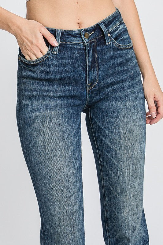 Mid Rise Stretch Bootcut Jean Dark