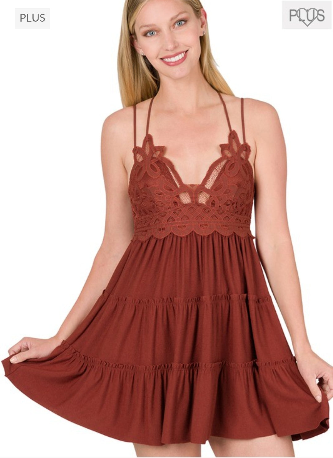 Crochet Lace Cami Ruffle Dress