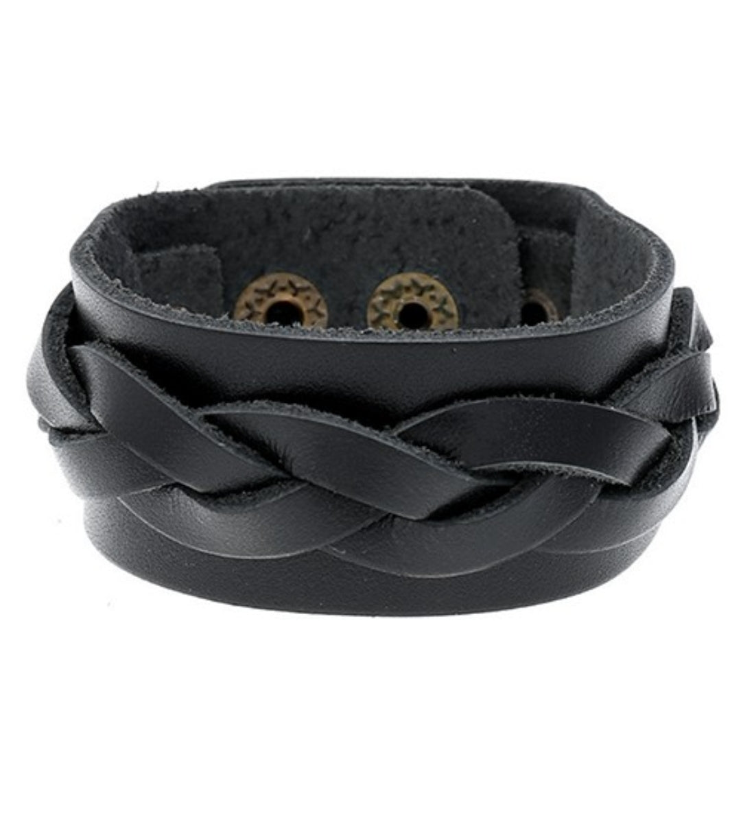 Black Leather Cuff Bracelet