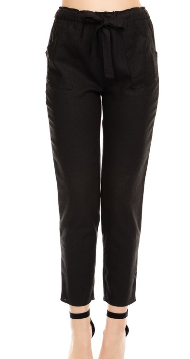 Black Linen Causal Pants