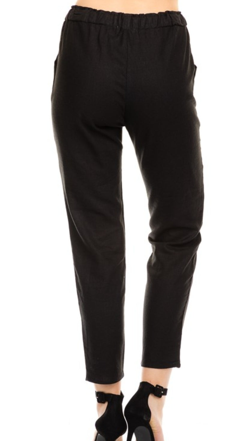 Black Linen Causal Pants